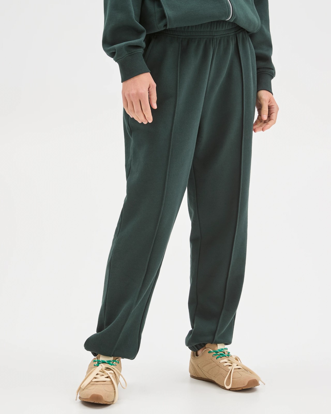 Active Australian Cotton Blend Fleece Trackpants - Pine/Pintuck 2 of 5