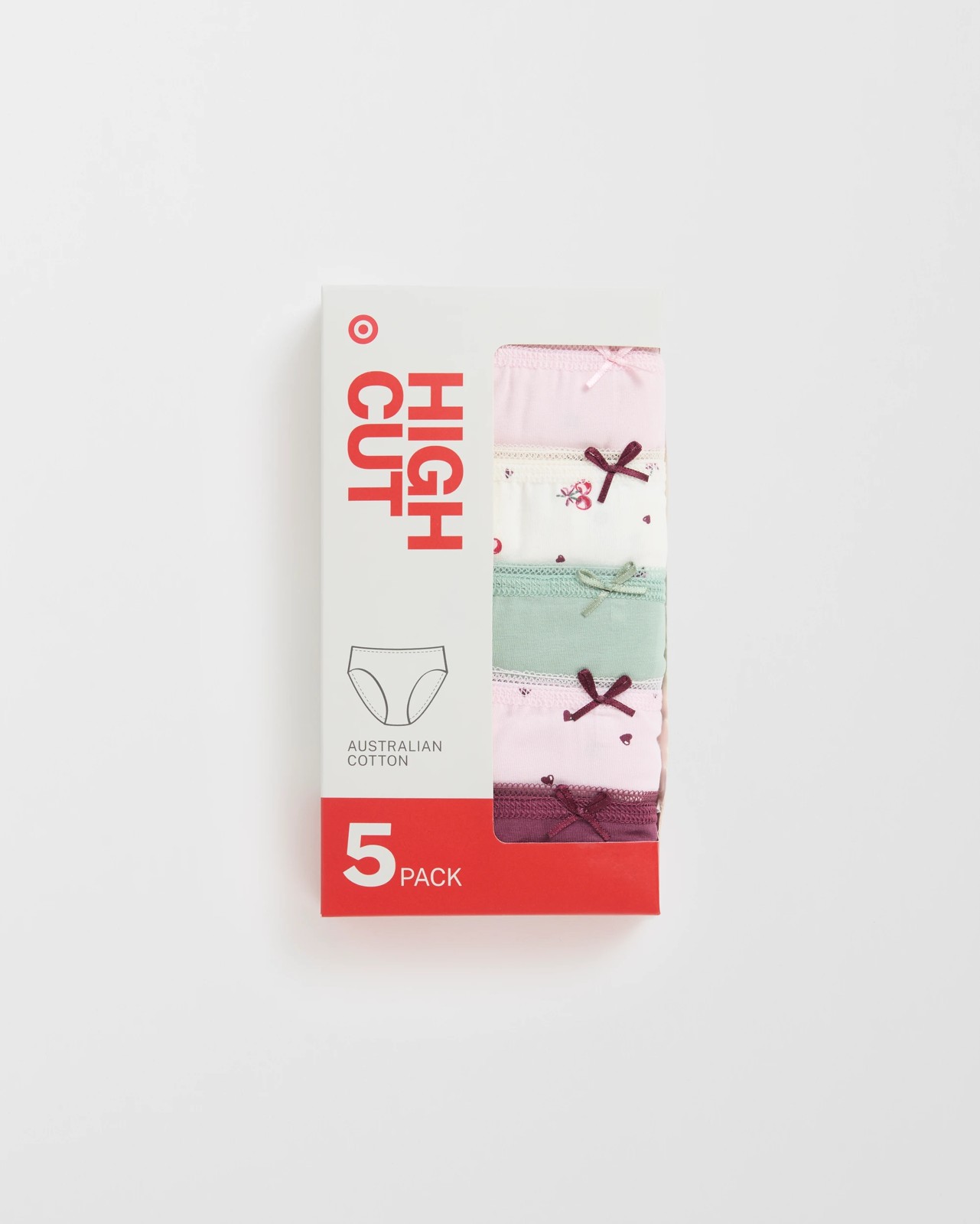 Cotton/Elastane 5 Pack High Cut Briefs - Cherry & Scatter Hearts 5 of 5