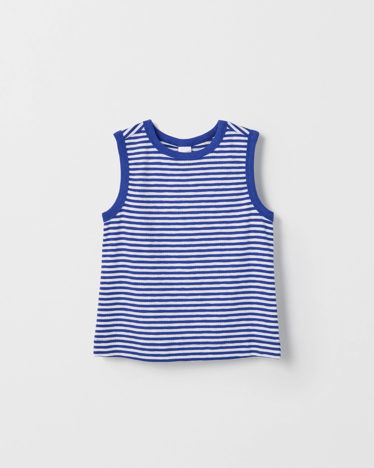 Essential Sleeveless Relaxed Rib Tank Top - Stripe Blue 5 of 6