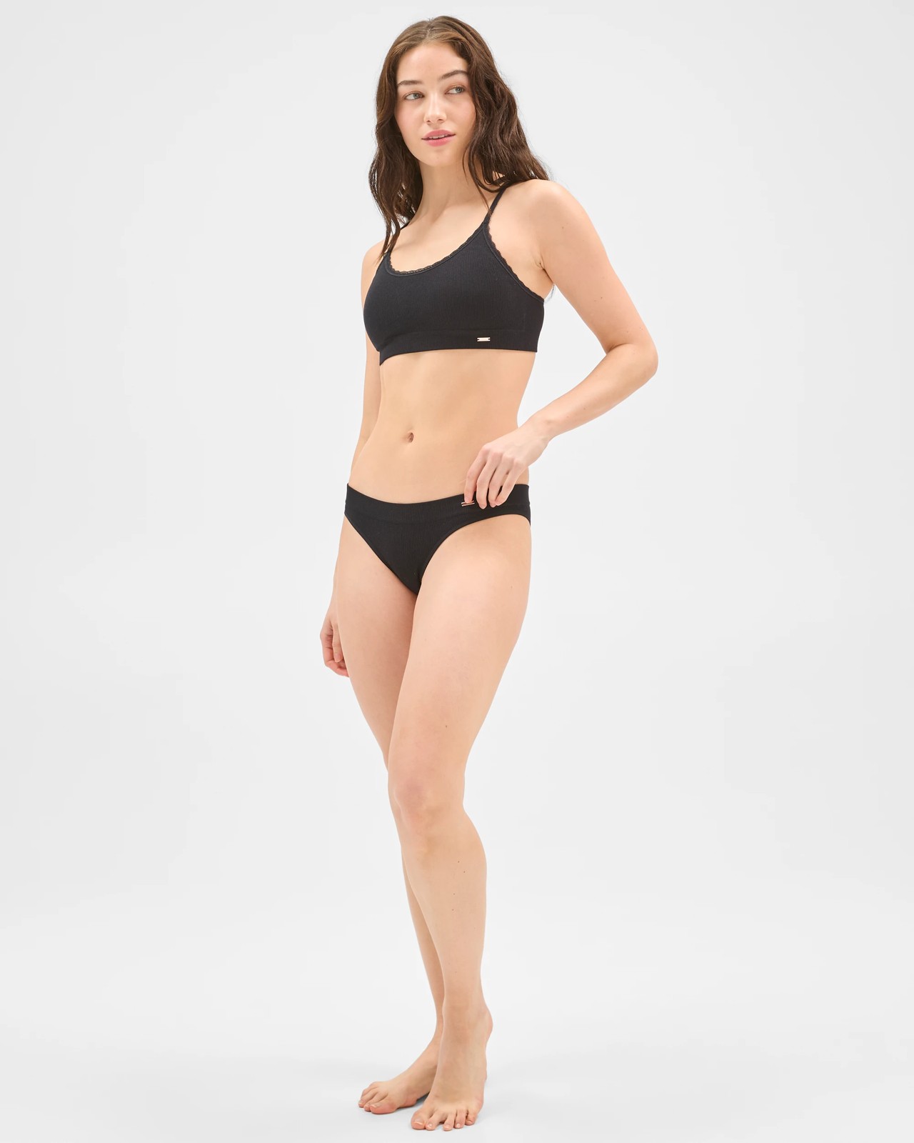 Lily Loves 2 Pack Rib Seamfree Brazilian Briefs - Black 2 of 6