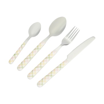 16 Piece Multi Check Cutlery Set - Anko