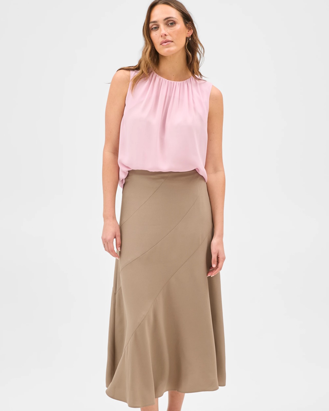 Preview Panelled Midi Skirt - Smoked Taupe 2 of 5