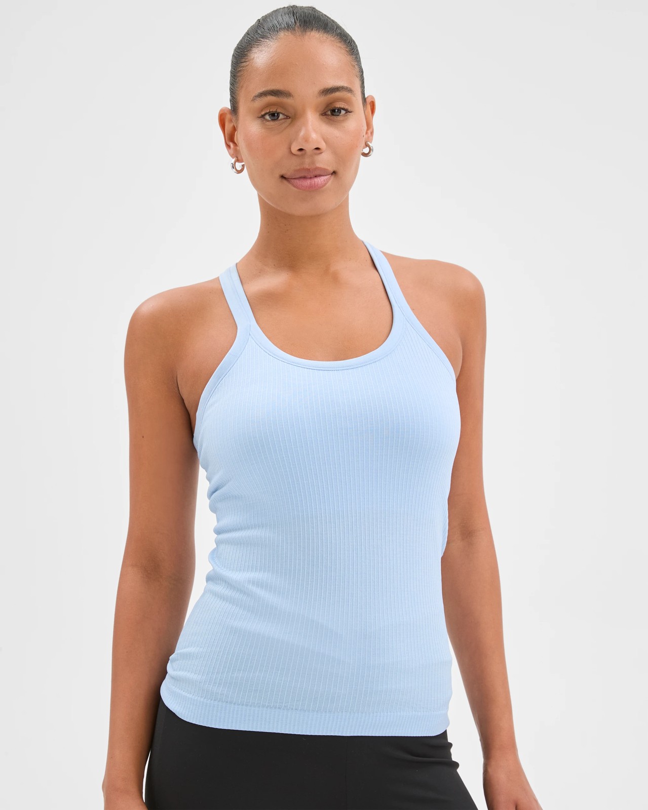 Active Studio Soft Ribbed Tank Top with Shelf Bra - Blue Mist 3 of 6