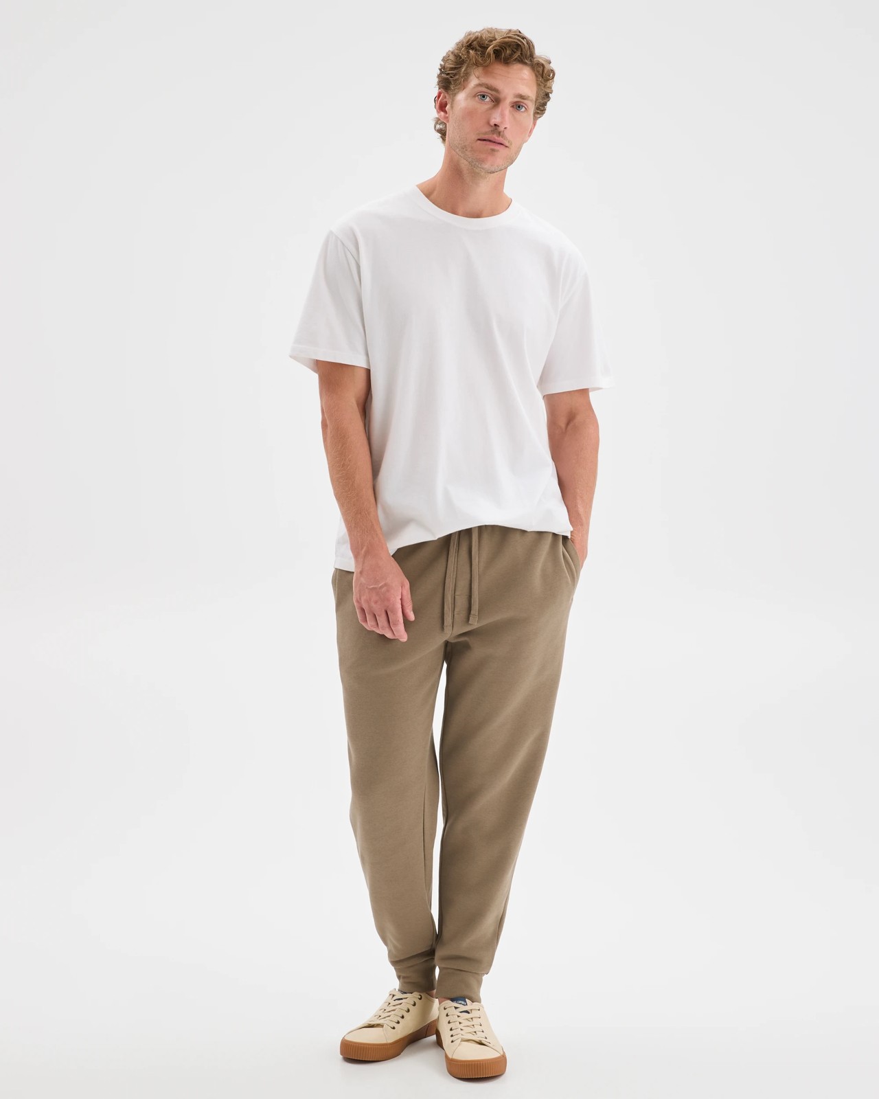 Australian Cotton Blend Cuffed Trackpants - Mushroom 2 of 5