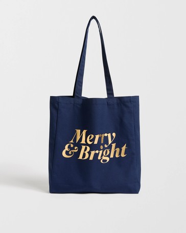 Cotton Merry & Bright Christmas Tote Bag