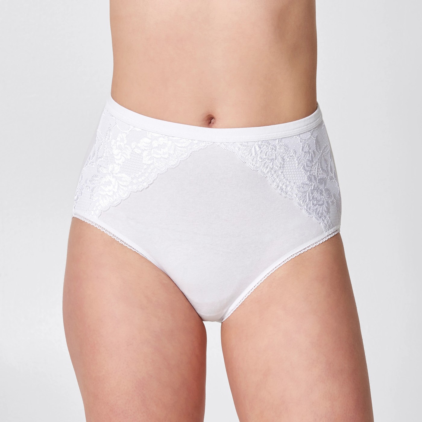 Cotton and Lace Full Briefs - White 3 of 3