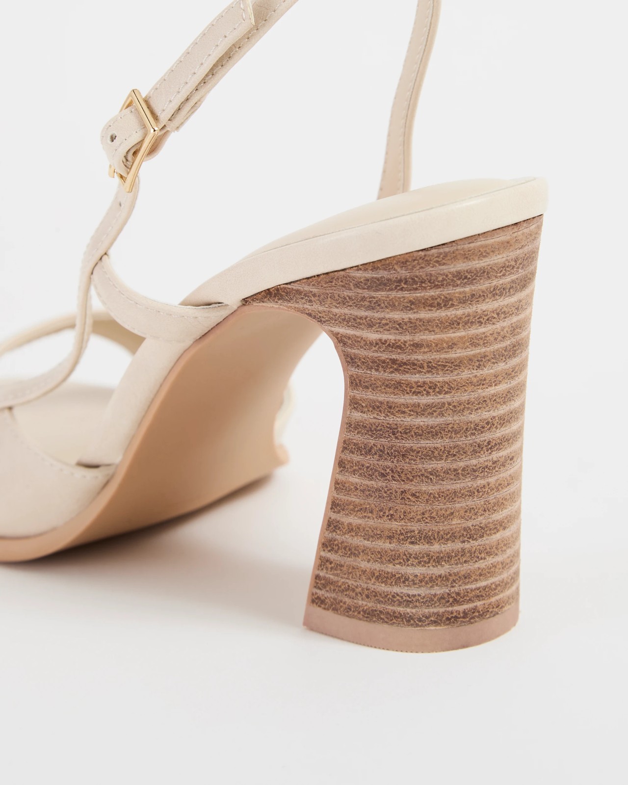 Stacked Wood Slingback Heels - Ava - Ivory 3 of 3