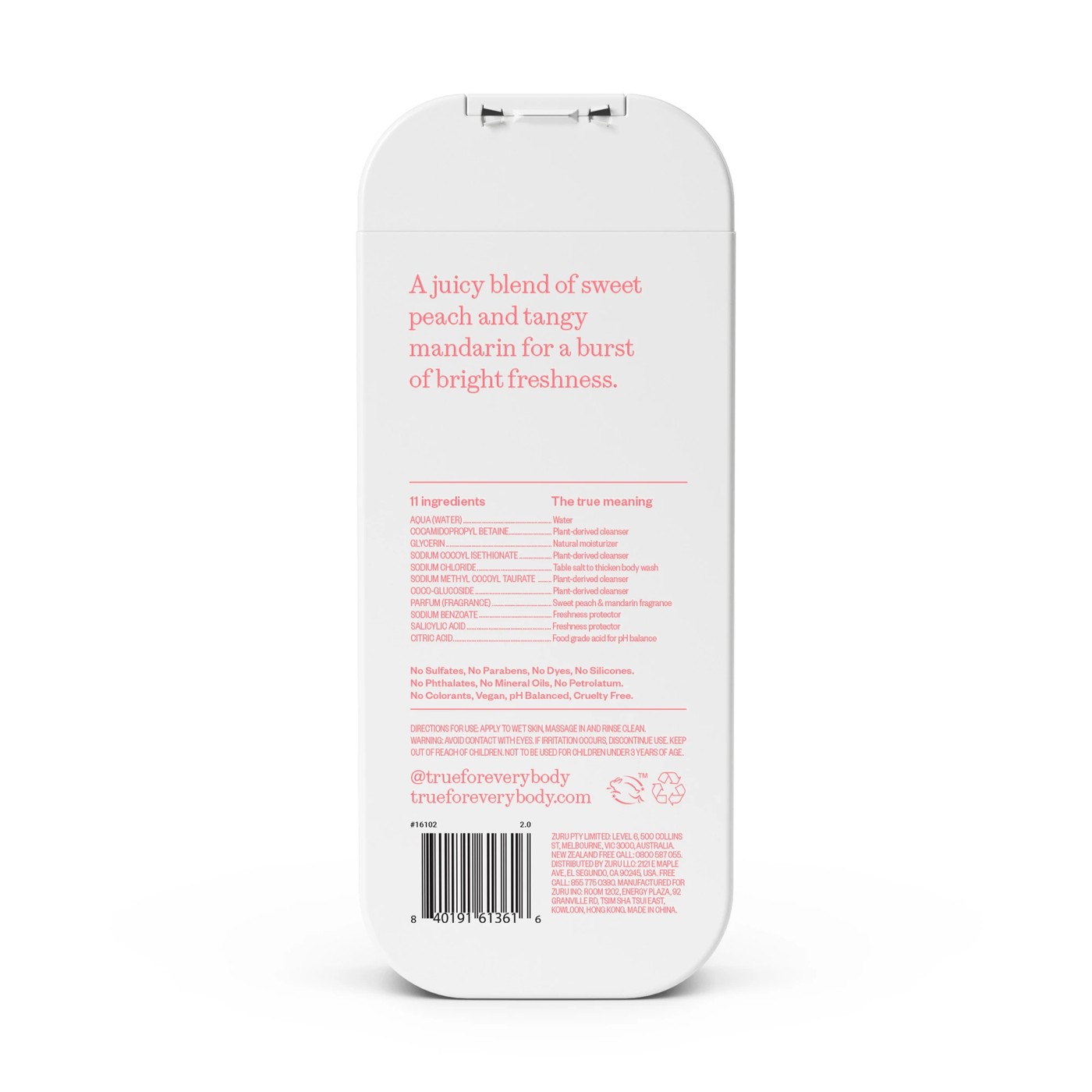 True Inc Moisturising Body Wash 532ml - Sweet Peach & Mandarin 2 of 5