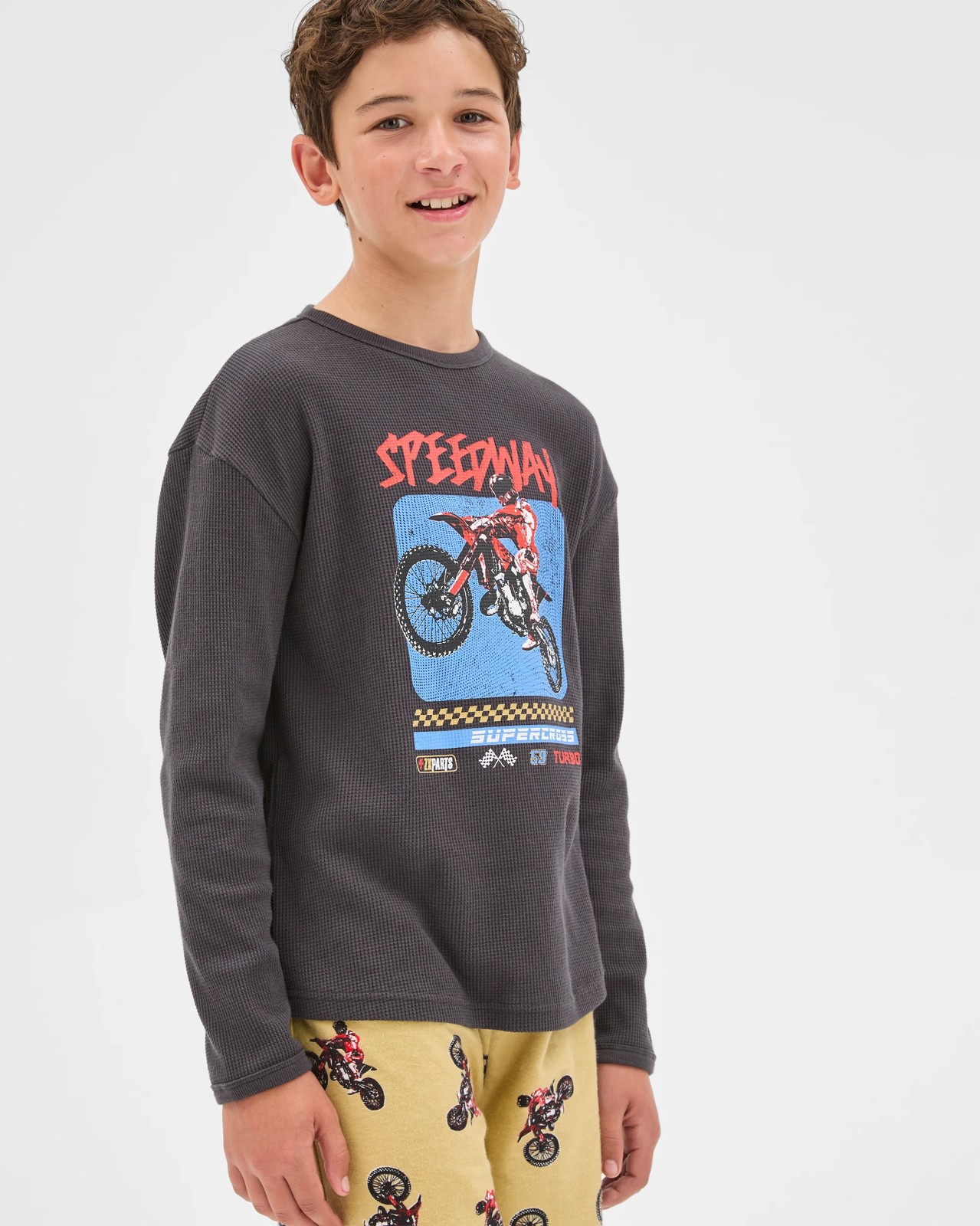 Australian Cotton Older Boys Flannel Pyjama Set - Motorbike 3 of 5