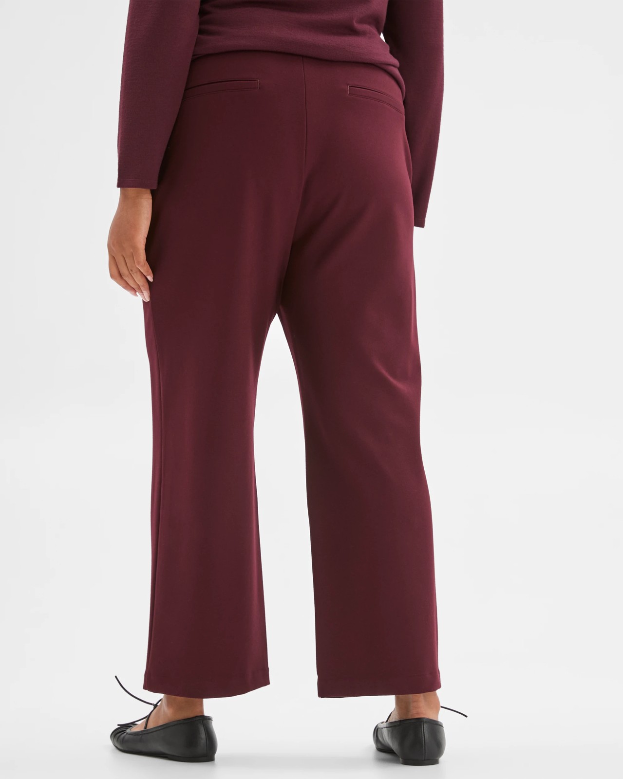 Plus Size Crop Length Wide Leg Ponte Pants - Pinot Burgundy 3 of 6