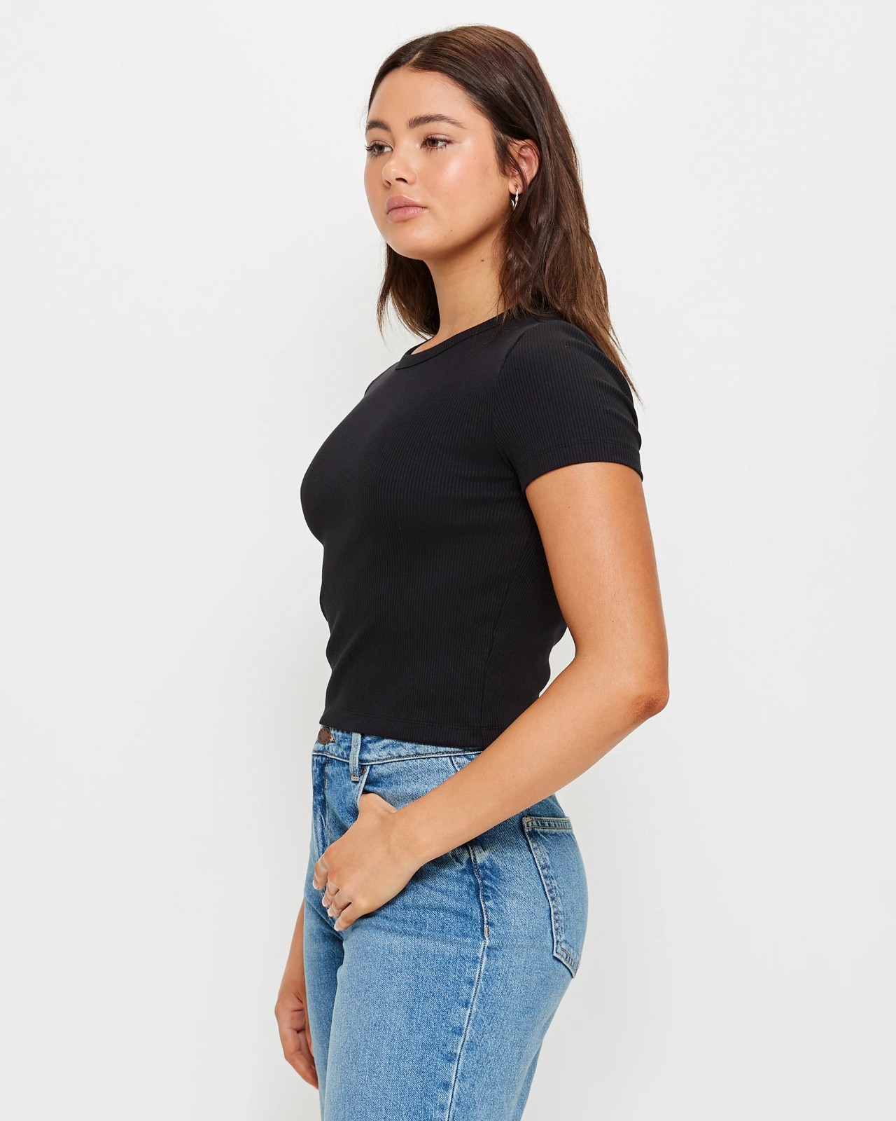 Australian Cotton Ribbed Hip Line Crew T-Shirt - Lily Loves | Target ...