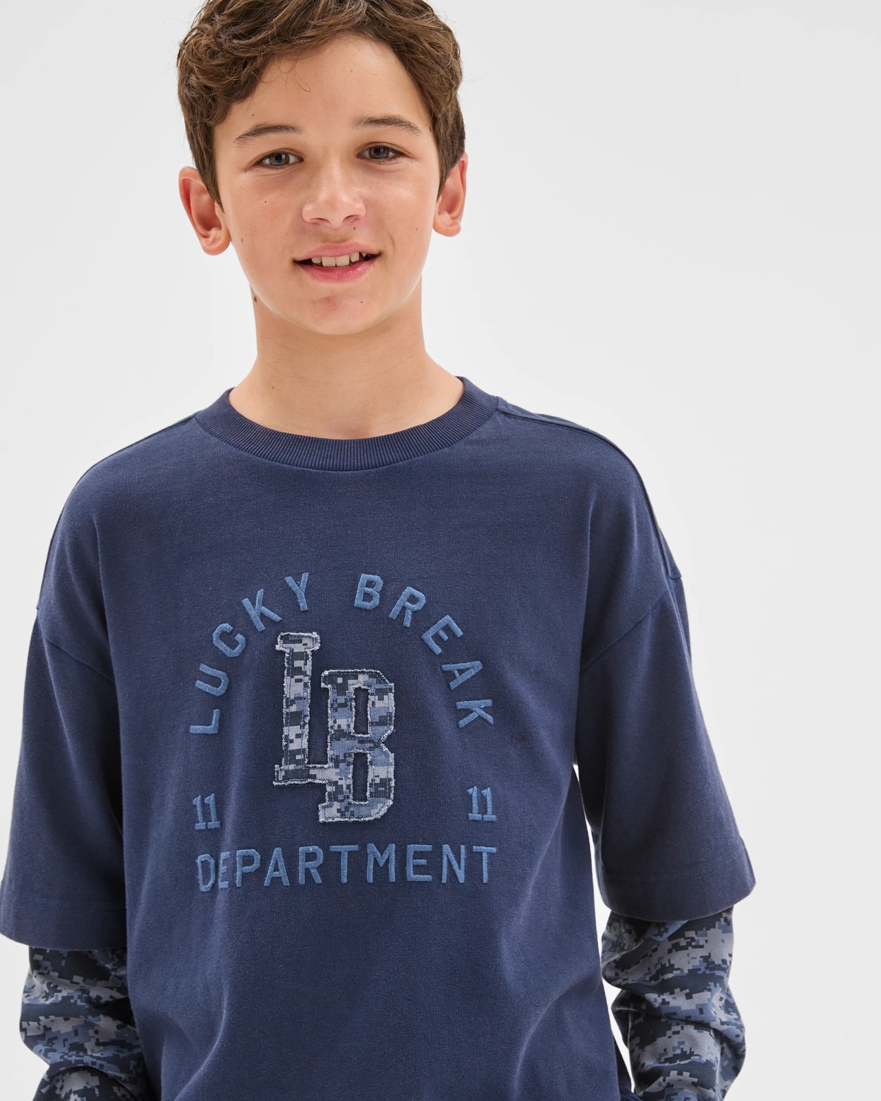 Australian Cotton Oversized Long Sleeve Applique 2Fer T-Shirt 3 of 6