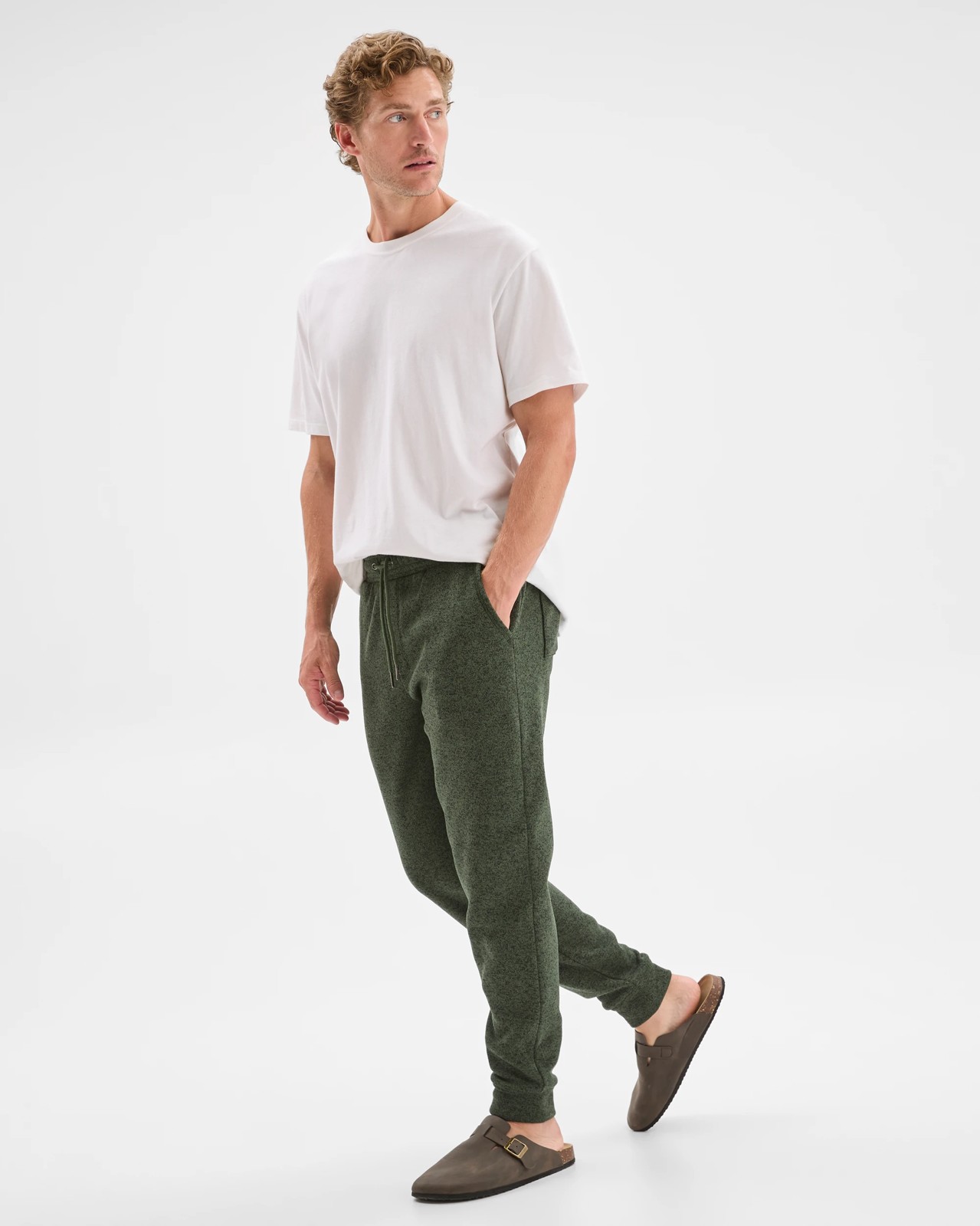 Cuffed Full Length Trackpants - Green Marle 4 of 5