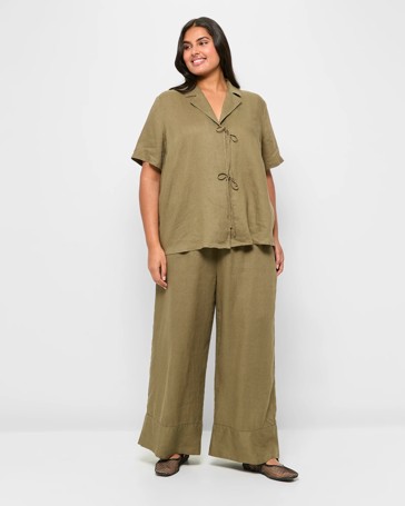 Plus Size European Linen Wide Leg Pants