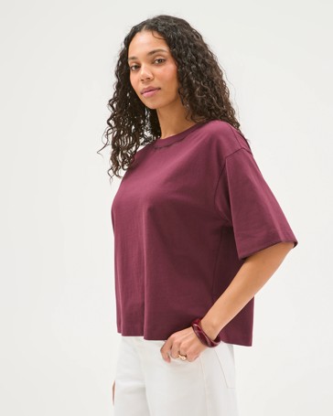 Australian Cotton Boxy Stitch Detail T-Shirt
