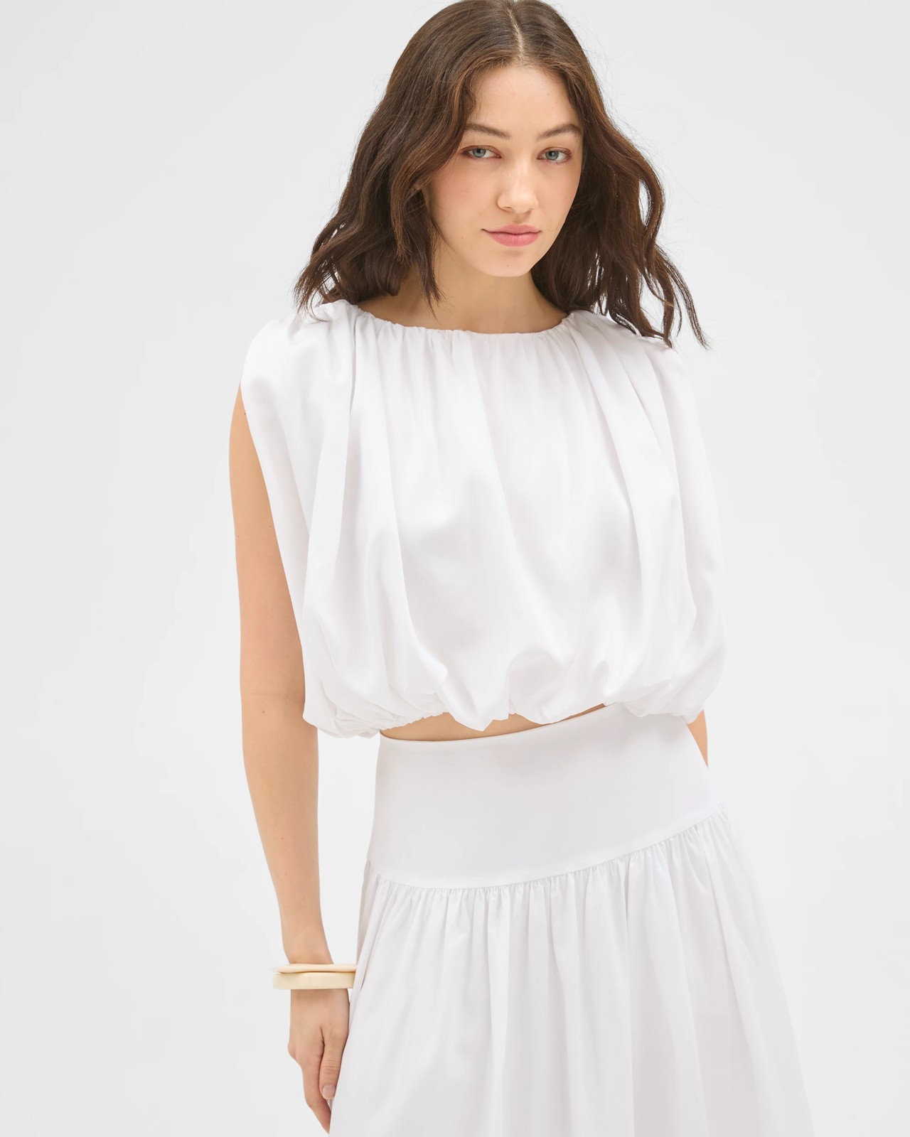 Lily Loves Lyocell Sleeveless Blouson Blouse - White 2 of 5