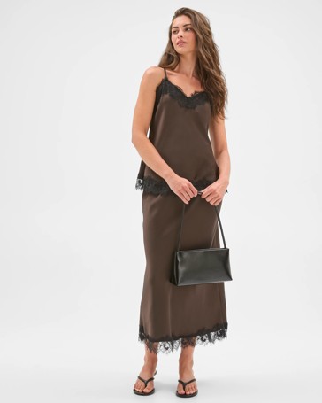 Petites Lace Trim Midi Skirt
