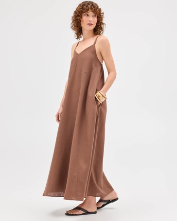 Sleeveless V-Neck Seam Detail Maxi Dress
