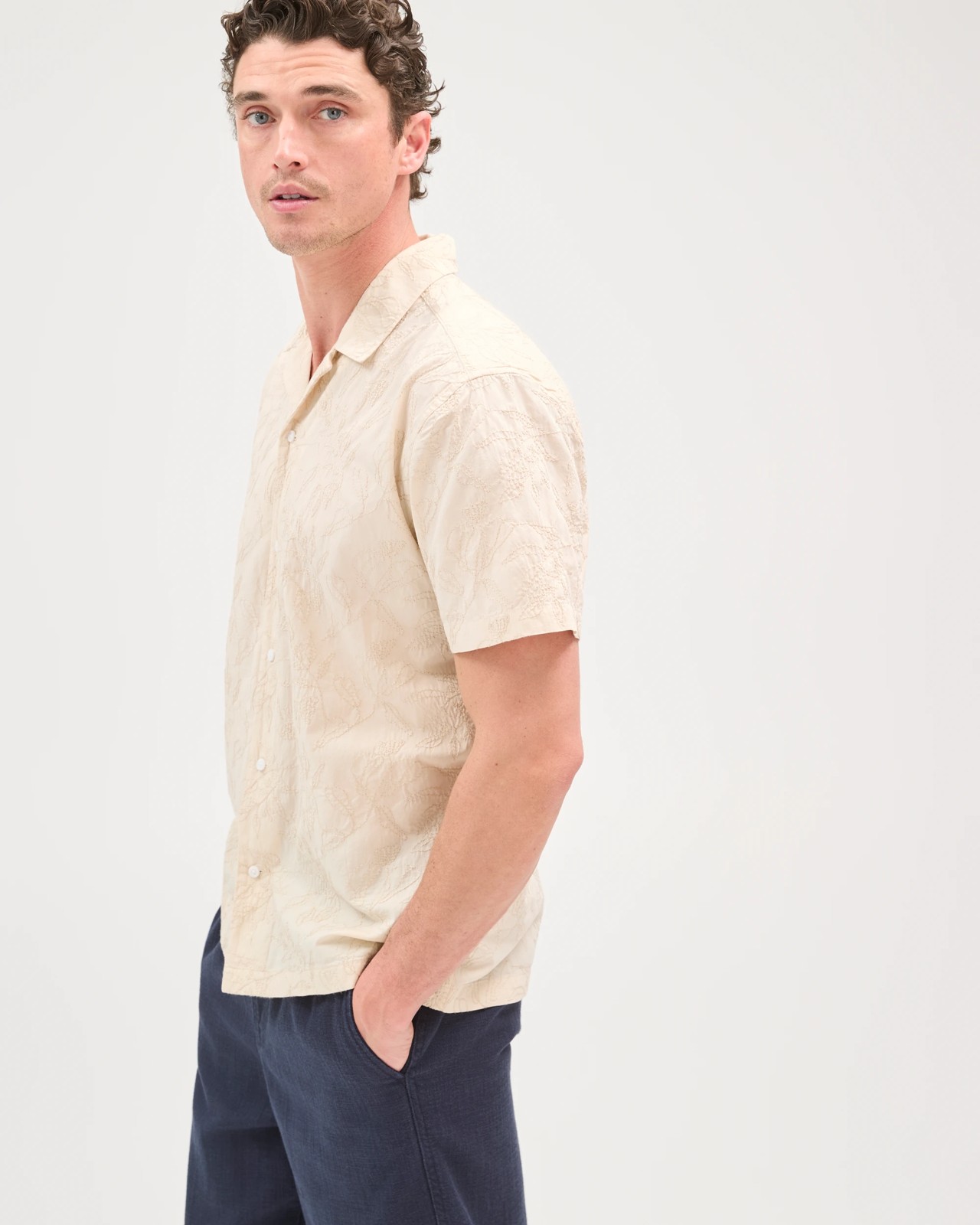 Short Sleeve Embroidered Shirt - Birch 4 of 6