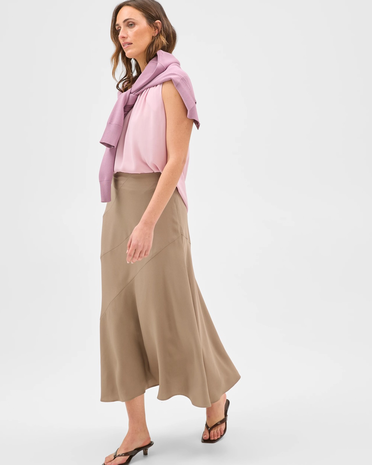 Preview Panelled Midi Skirt - Smoked Taupe 4 of 5