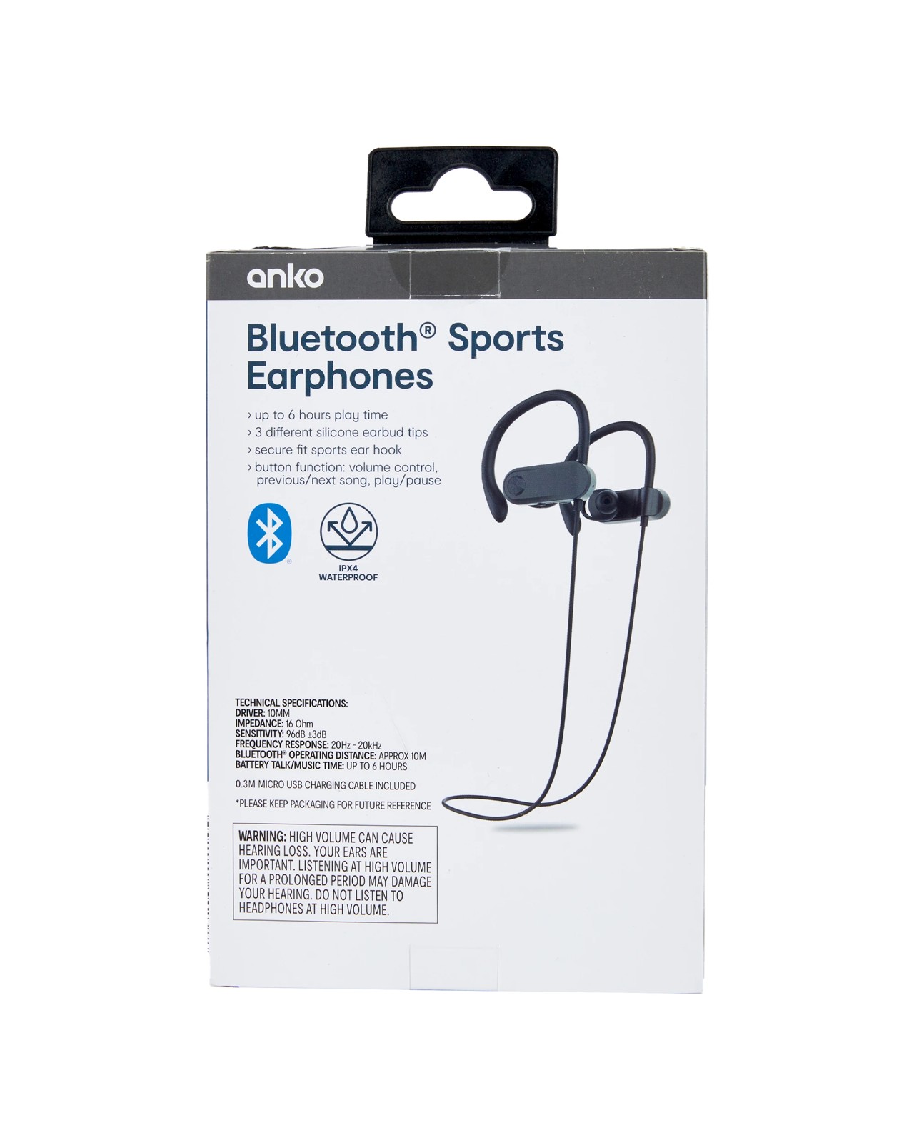 Anko Bluetooth Sports Earphones - Black 4 of 4