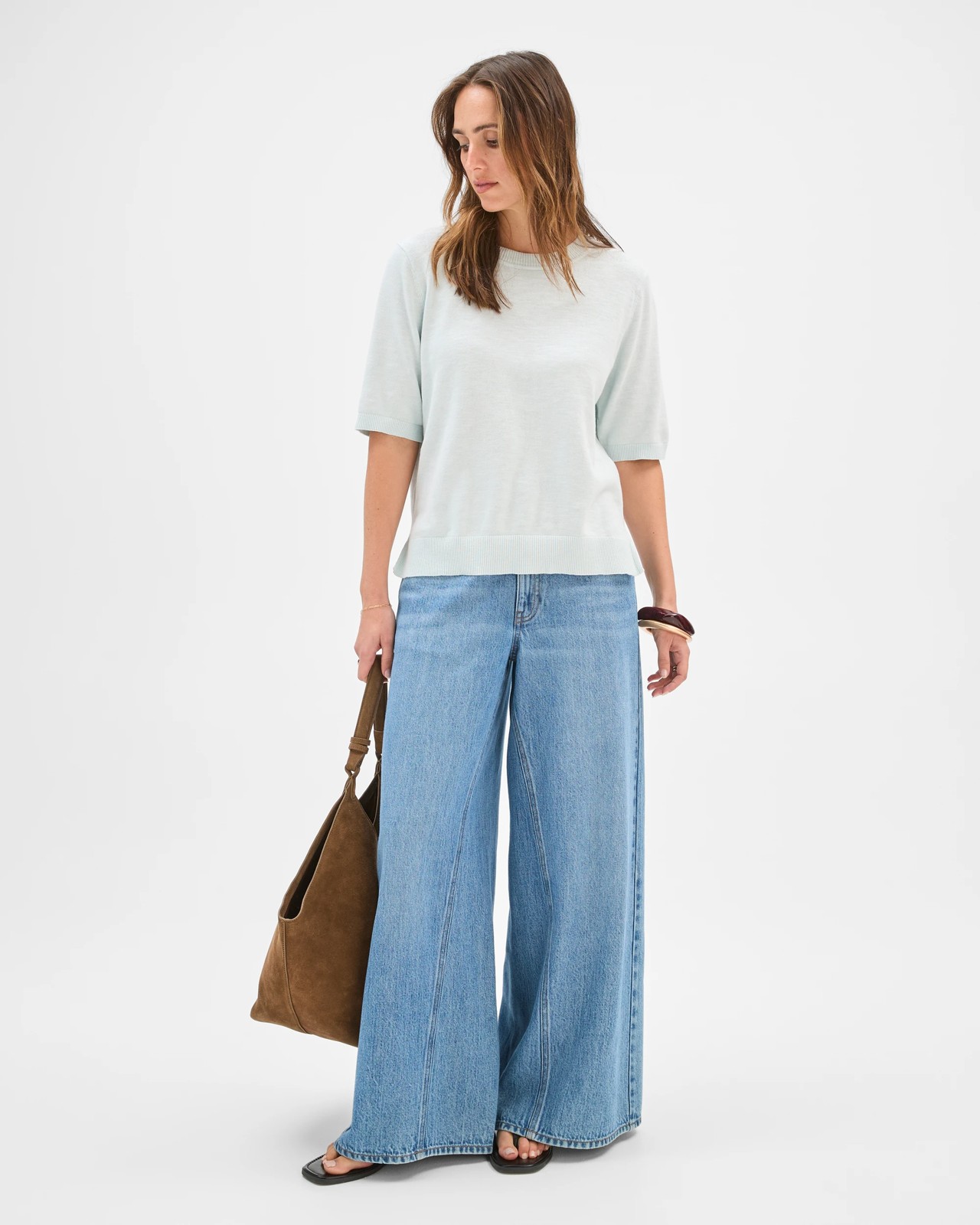 Australian Cotton Blend Knit T-Shirt - Glacier 2 of 5