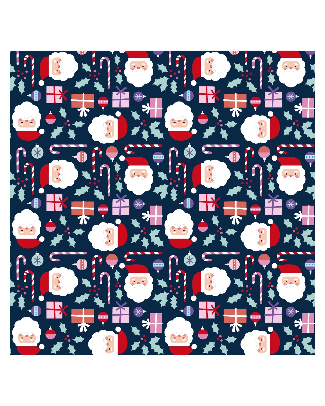 Hallmark Christmas Wrapping Paper - Candy Canes, Baubles, Holly and Santa Claus 2 of 3