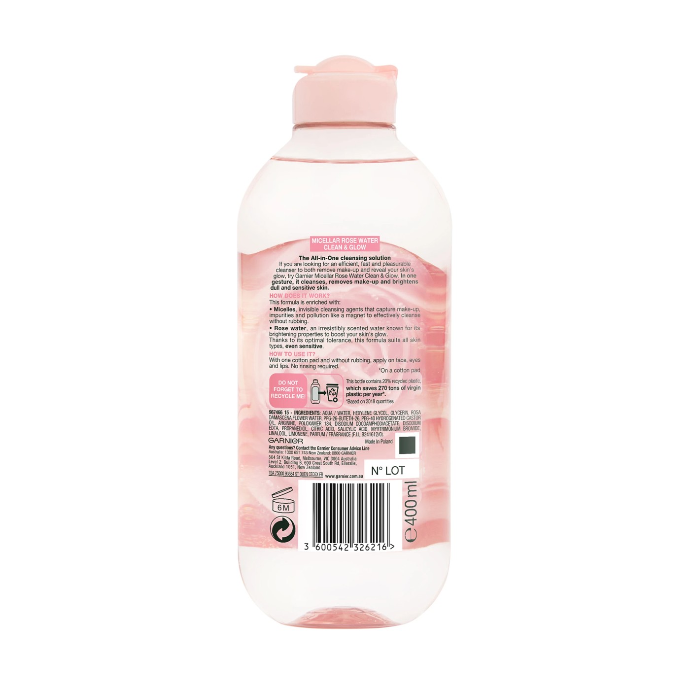 Garnier SkinActive Micellar Rose Water 400ml 2 of 3