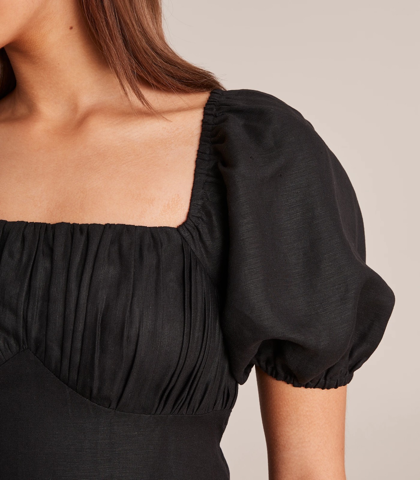 European Linen Blend Puff Sleeve Midi Dress - Lily Loves 3 of 6