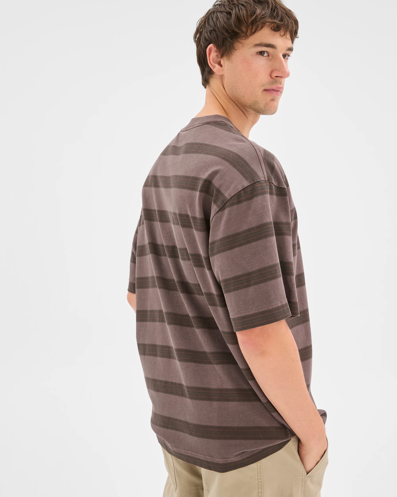 Commons Australian Cotton Overdyed Striped T-Shirt - Berry Stripe 6 of 6