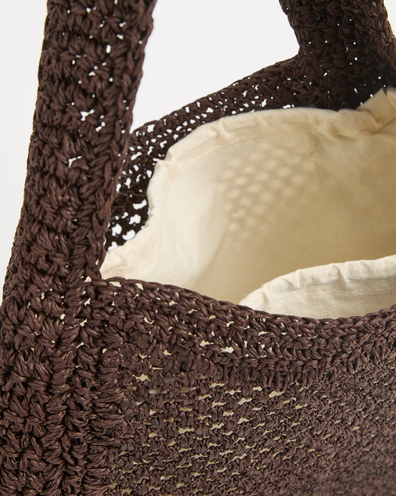 Crochet Paper Straw Shoulder Bag - Chocolate 2 of 2