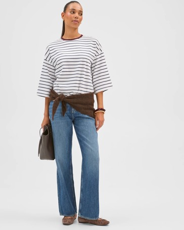 Australian Cotton 3/4 Length Wide Sleeve Boxy T-Shirt