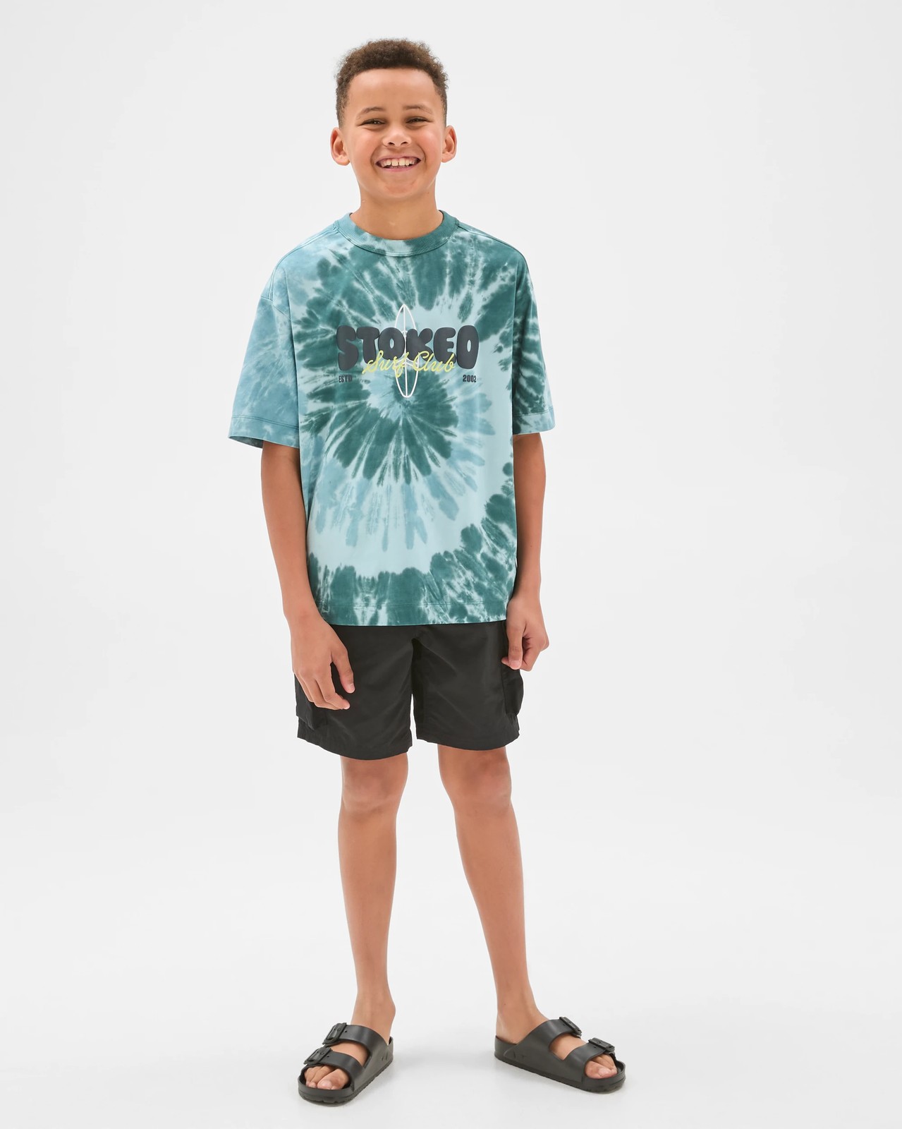 Australian Cotton Oversized Dyed Graphic T-Shirt - Green 2 of 6