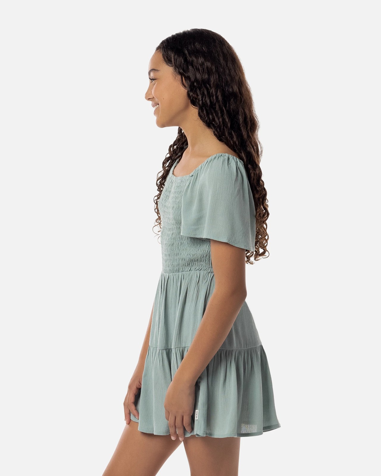 Piping Hot Shirred Flutter Sleeve Dress 3 of 4