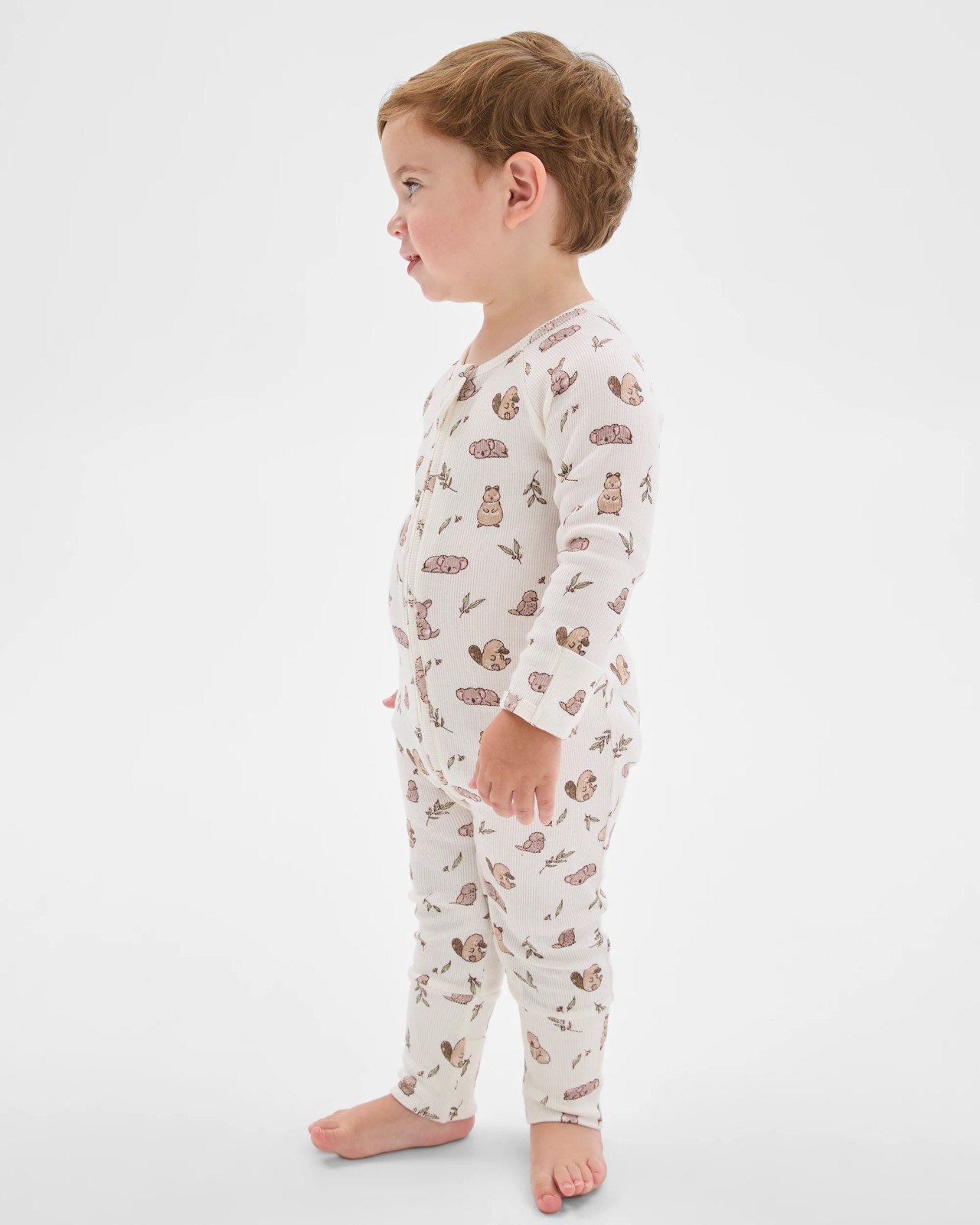 Baby Organic Cotton Rib Zip Footless Coverall - Australiana 2 of 5