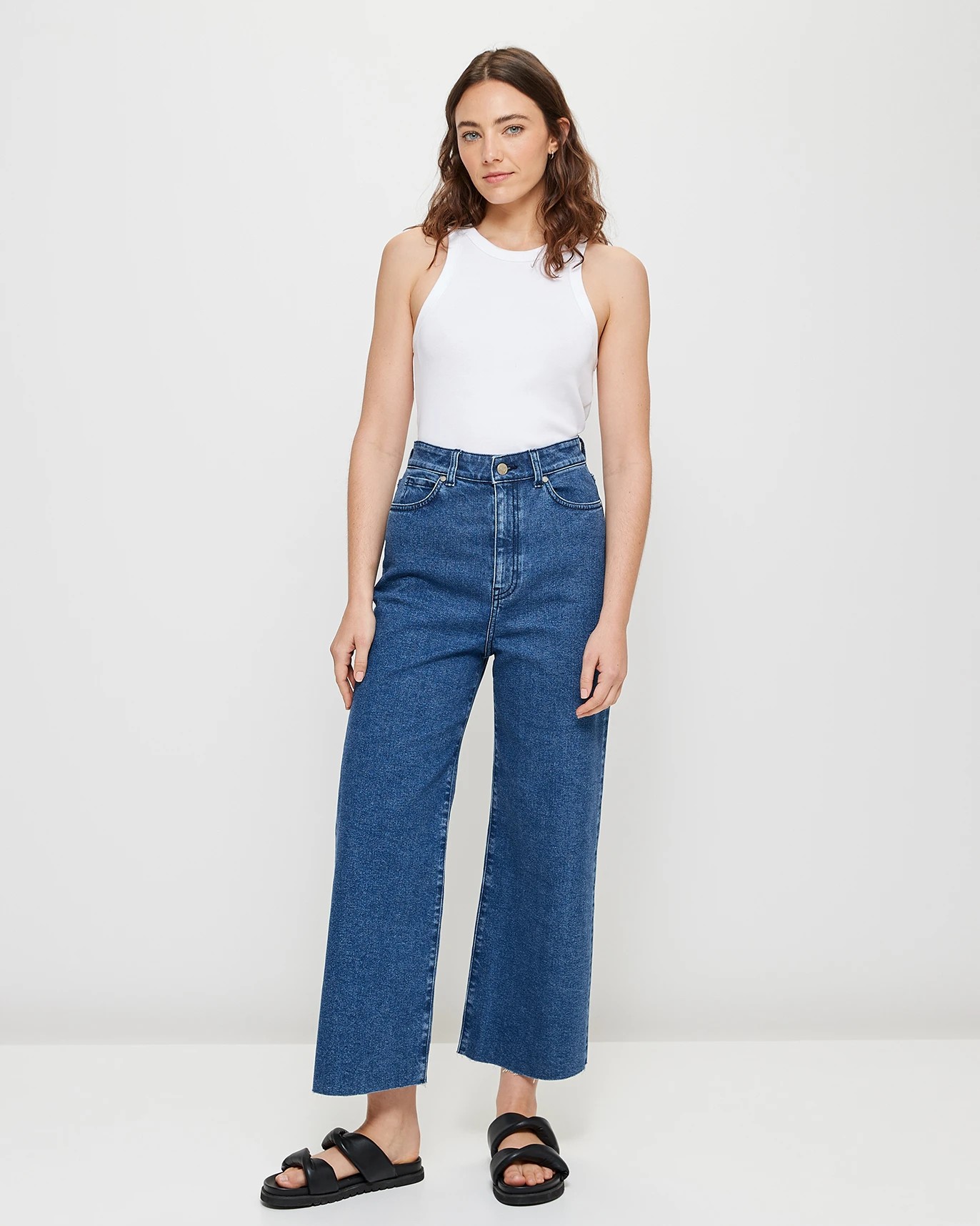 Kelsey Wide Leg High Rise Crop Length Denim Jeans | Target Australia