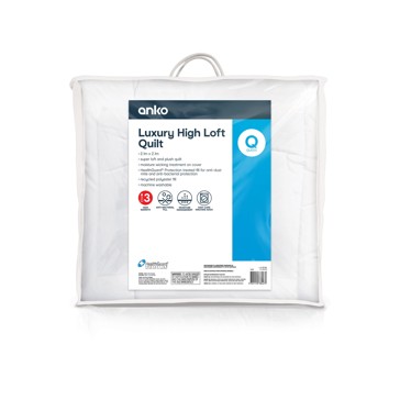 High Warmth Luxury High Loft Quilt, Queen Bed, White - Anko