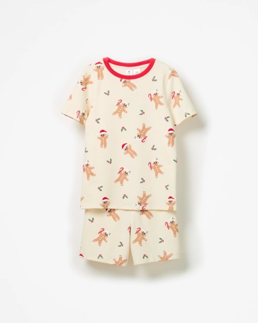 Family Matching Christmas Gingerbread Australian Cotton Older Kids Waffle Short  Pyjama Set