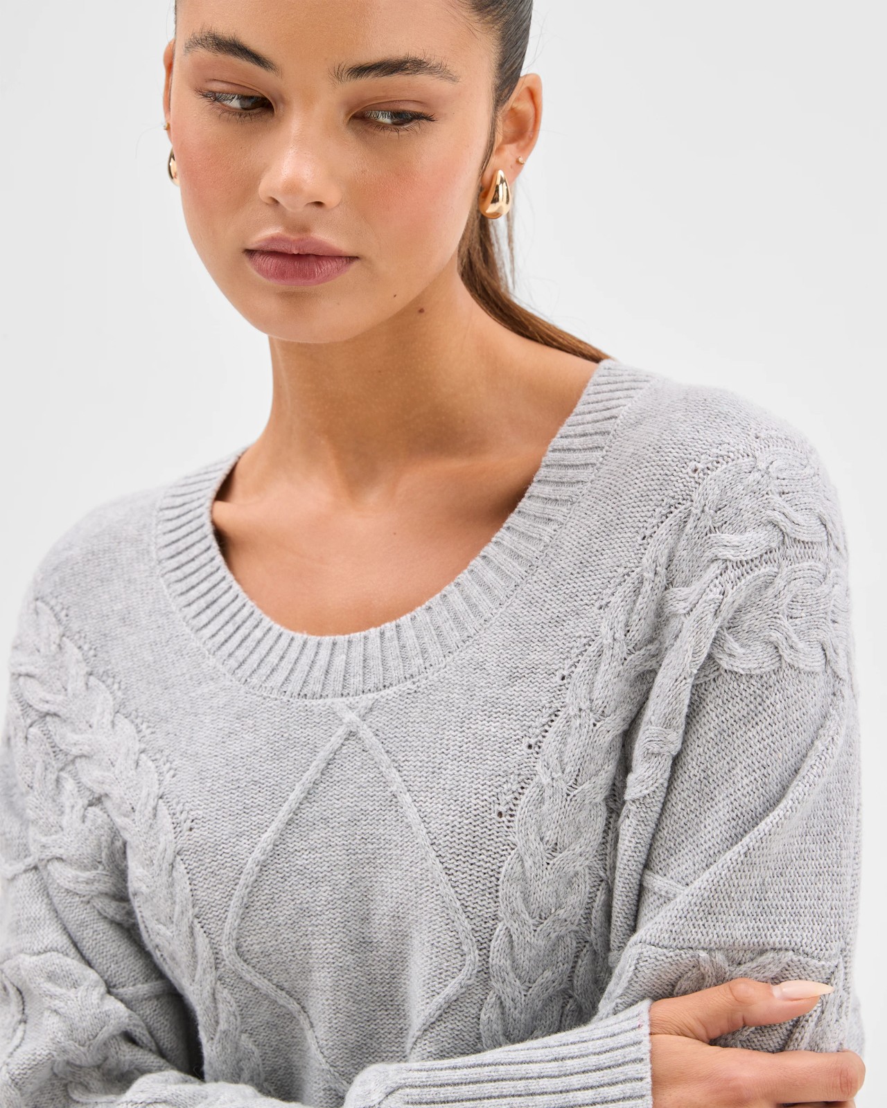 Lily Loves Cable Knit Jumper - Grey Marle 5 of 6