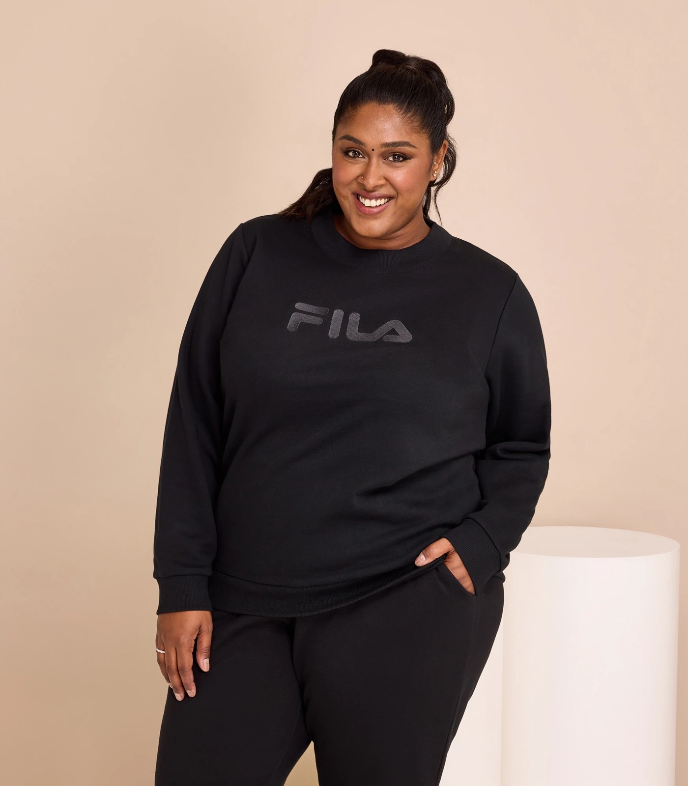 Fila Ladies Plus Size French Terry Long Sleeve Crewneck Pullover