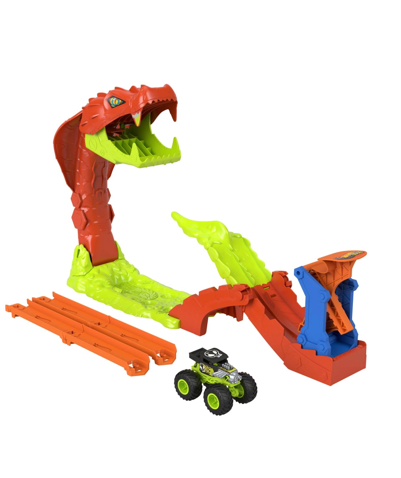 Hot Wheels Monster Trucks Snake Slam Takedown Playset with 1:64 Scale Bone Shaker  2 of 6
