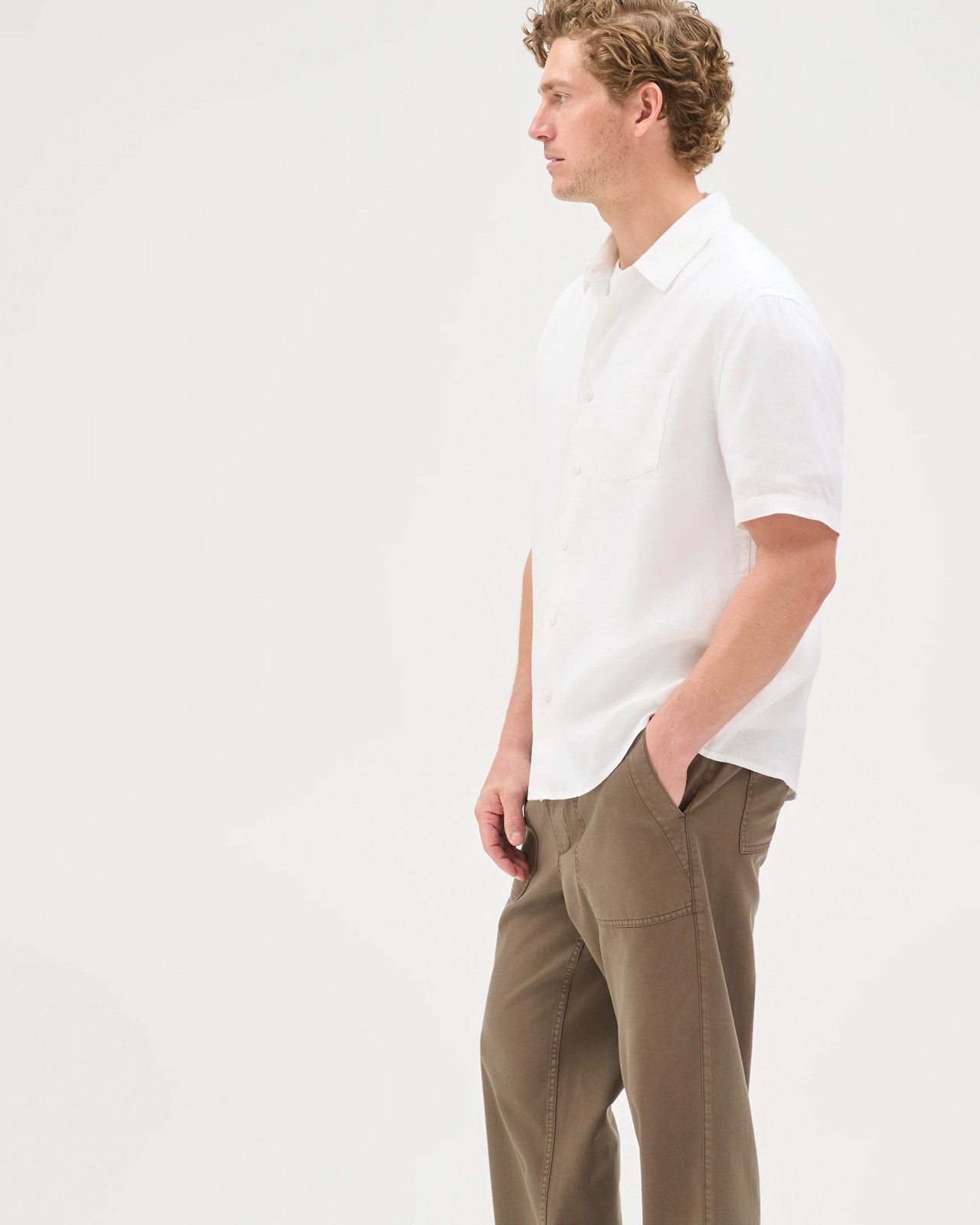 Elastic Waist Beach Pants - Black Olive 3 of 6