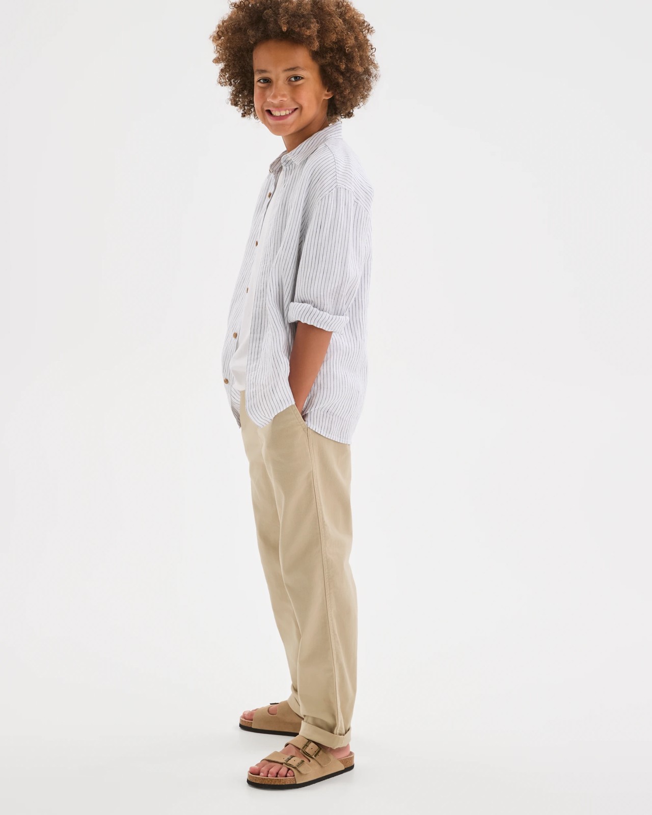 Elastic Waist Chino Pants - Stone 2 of 5