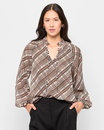Long Sleeve Tie Neck Blouse - Preview