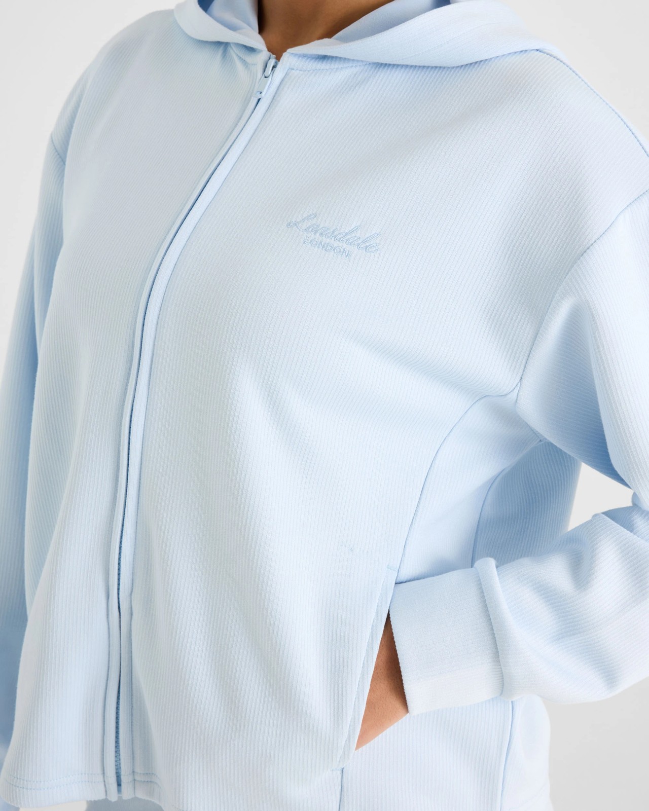 Lonsdale London Zip Through Rib Hooded Jumper - Light Blue 3 of 5