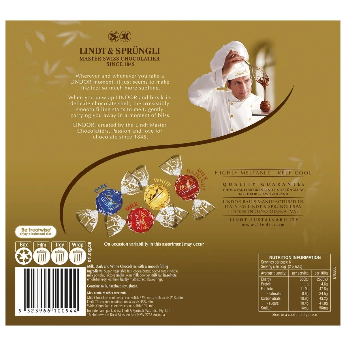 Lindt LINDOR Assorted Gift Box 150g 3 of 5