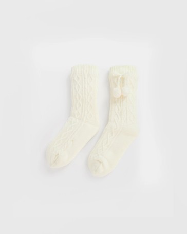 Cable Home Pom Pom Crew Socks