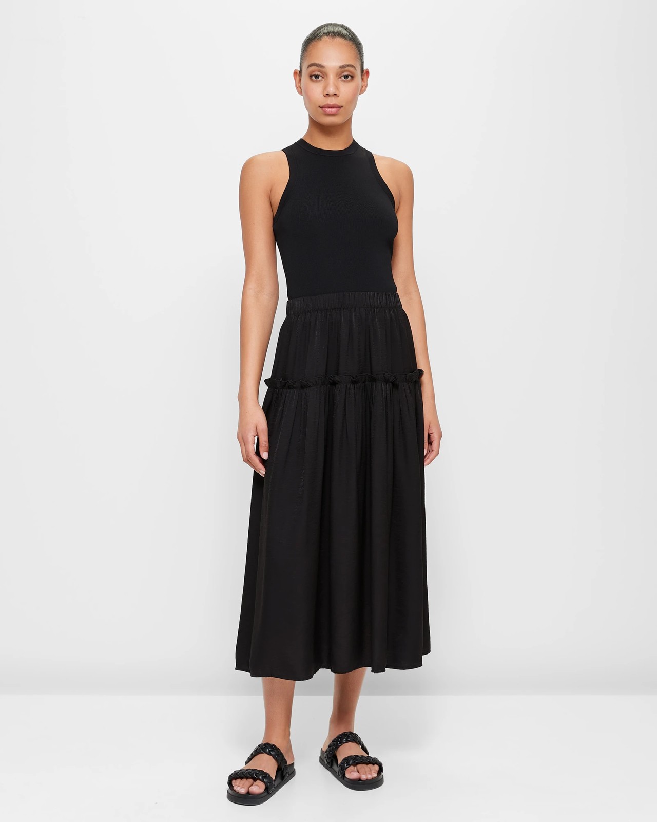 Black pleated outlet midi skirt target