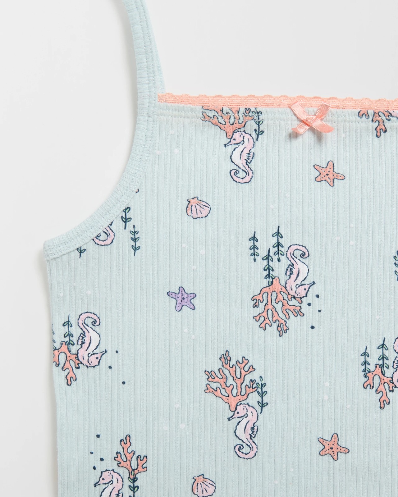 Maxx Australian Cotton Blend Younger Girls Design Rib Singlet and Briefs Set - Blue Seahorse 2 of 3