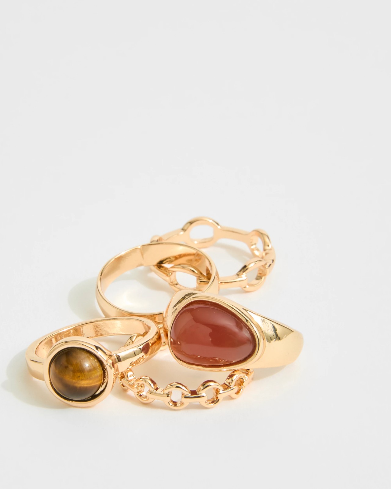5 Pack Gem Statement Ring Set - Gold Look 2 of 2